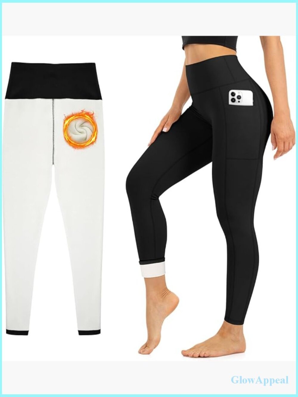 Fleece Lined High Waisted Leggings with Pockets Tummy Control Yoga Pants